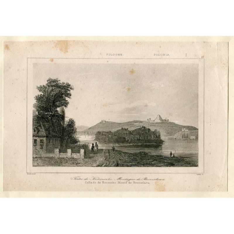 Poland. Kosciusko Pass, Bronislava Mountain. Engraving by Lemaitre and Lepetit.