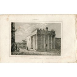 Portugal. Temple de Diane à Évora. Gravé en 1846 par Lemaitre.