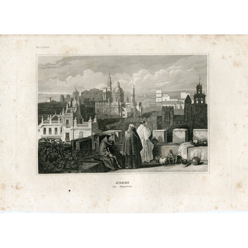 Spain. Jerez. Engraving from the mid-19th century.