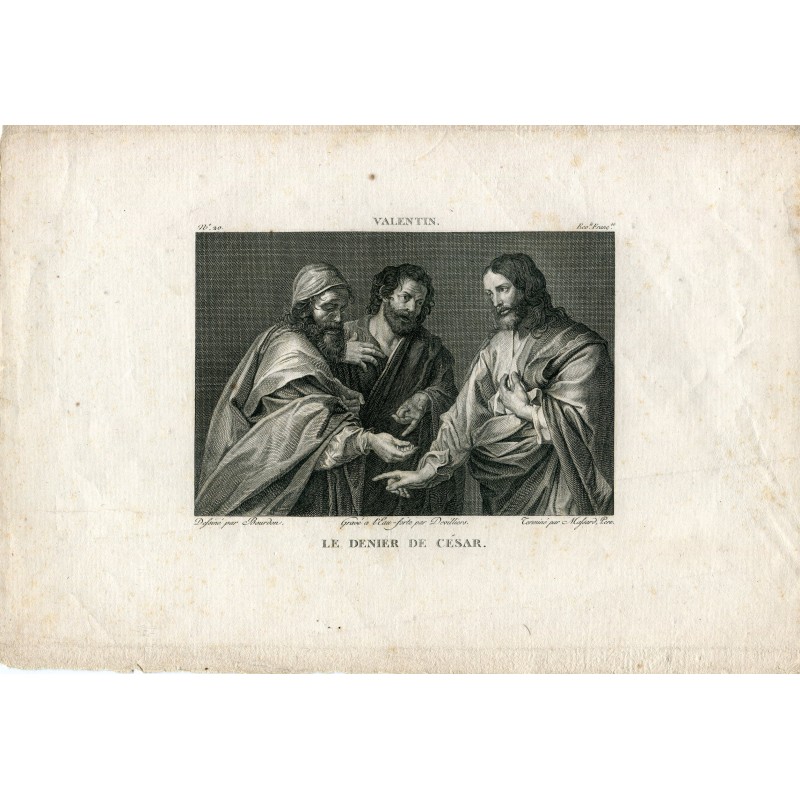 Le Denier de César gravé par Devilliers d'après une œuvre de Valentin de Boulogne