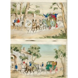 Pair of colored English lithographs. One is illegibly signed.