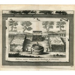Seville. Ancient Tombs in the Fauxbourgs of Seville. Engraving by Vander Aa. 1715