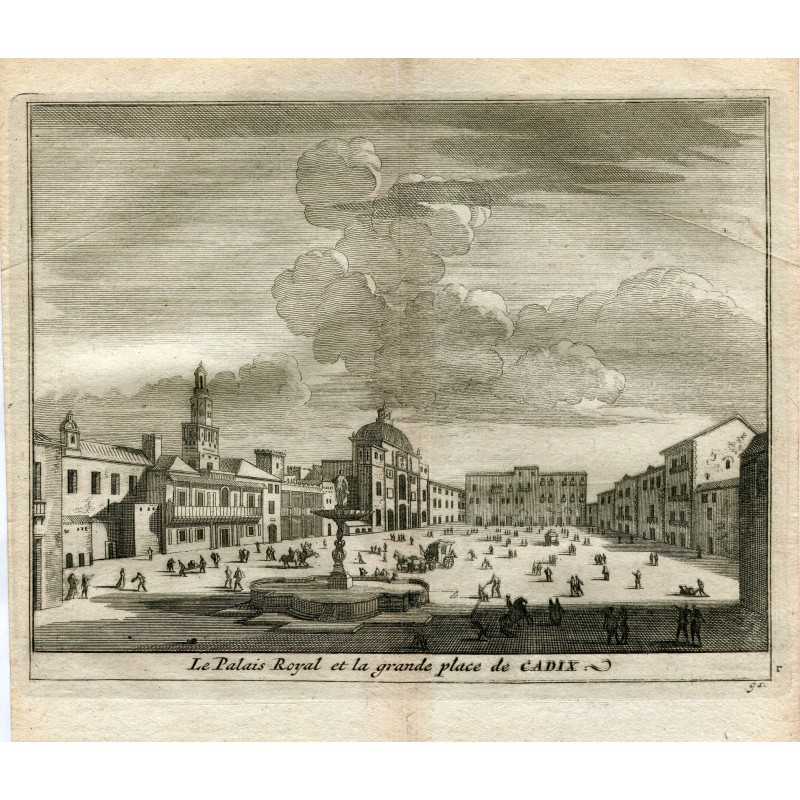 Cadix. Le Palais royal sur la place principale de Cadix. Gravure de Vander Aa. 1715.