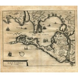 Cadice. Baia di Cadice e dintorni. Incisione di Vander Aa. 1715