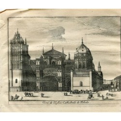 Toledo. Veduta della cattedrale. Incisione di Vander Aa. 1715.