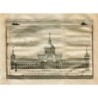 Madrid. Vue intérieure de l'Escurial avec l'autel et le couvent. Gravure de Vander Aa. 1715.