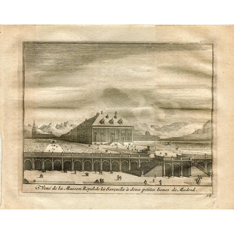 Madrid. Vue de la Maison royale de la Zarzuela. Gravure de Vander Aa. 1715.