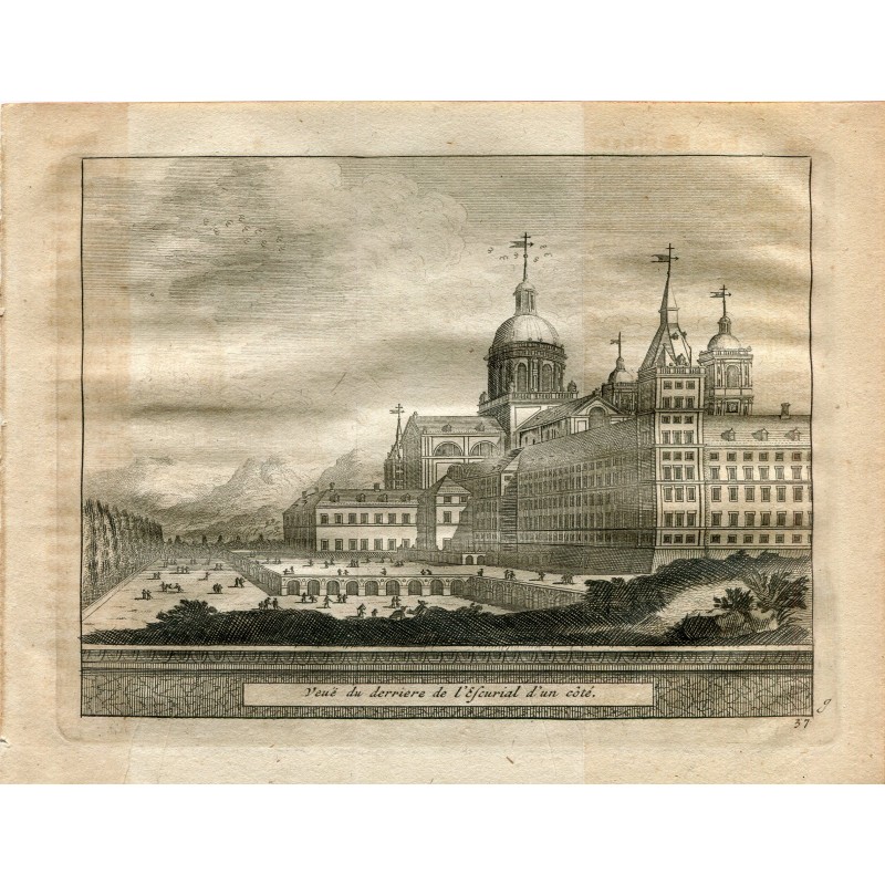 Madrid. View of the Escorial from one side. Engraving by Vander Aa. 1715