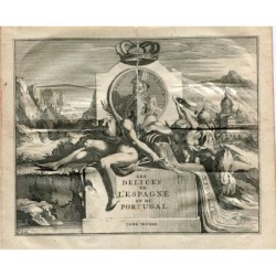 Délices d'Espagne et du Portugal. Page de titre du tome 2. Gravé par Vander Aa. 1715.