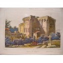 France. «Eglise de Royat» Engraving by Agustín Francois Lemaitre (Paris, 1797-1870)