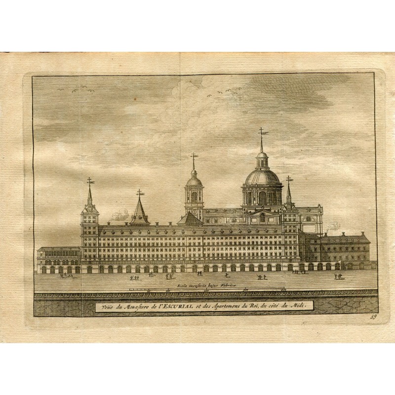 Madrid. View of the Monastery and the King's apartments. Engraving by Vander Aa. 1715