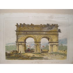 Francia. «Arc de Saintes» Grabado por Agustín Francois Lemaitre (París,1797-1870).