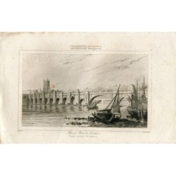 Angleterre. Londres. Vieux pont de Londres. Gravure de Lemaitre en 1845.