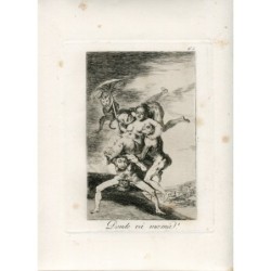 Goya etching. The Caprices, the Fifth Edition (1881-1886). Plate 65 'Where is mom going?'.