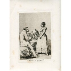 Gravure de Goya. Les Caprices, cinquième édition (1881-1886). Planche 73 : « Mieux vaut être paresseux ».