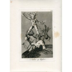 Gravure de Goya. Les Caprices, cinquième édition (1881-1886). Planche 56 : « S'élever et tomber ».