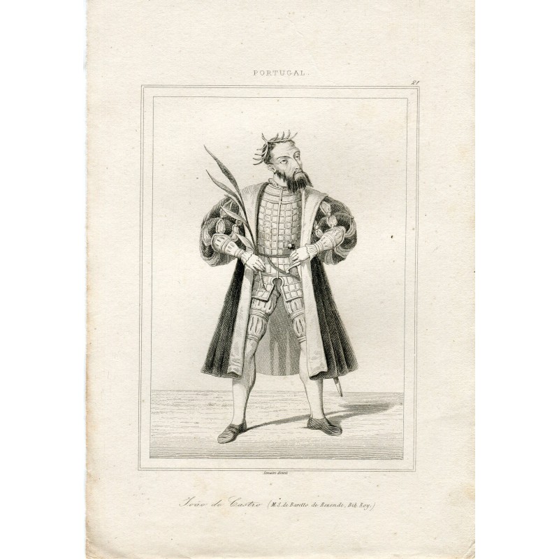 Portugal. Joao de Castro, grabado por Lemaitre.