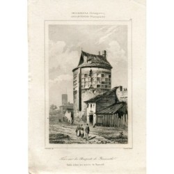 Inghilterra. Torre sopra le mura di Yarmouth. Incisione di Lemaitre da un disegno di Gaucherel, 1845.