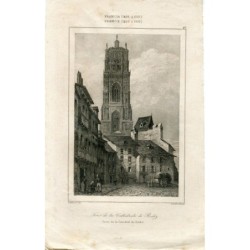 Francia. Visita della cattedrale di Rodez. Incisione di Lemaitre da un disegno di Guillaumot.
