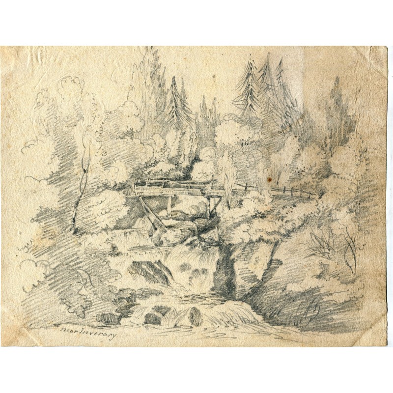 Scotland. Inveraray. Drawing of the surroundings of Inveraray. Anonymous painter, age 14.