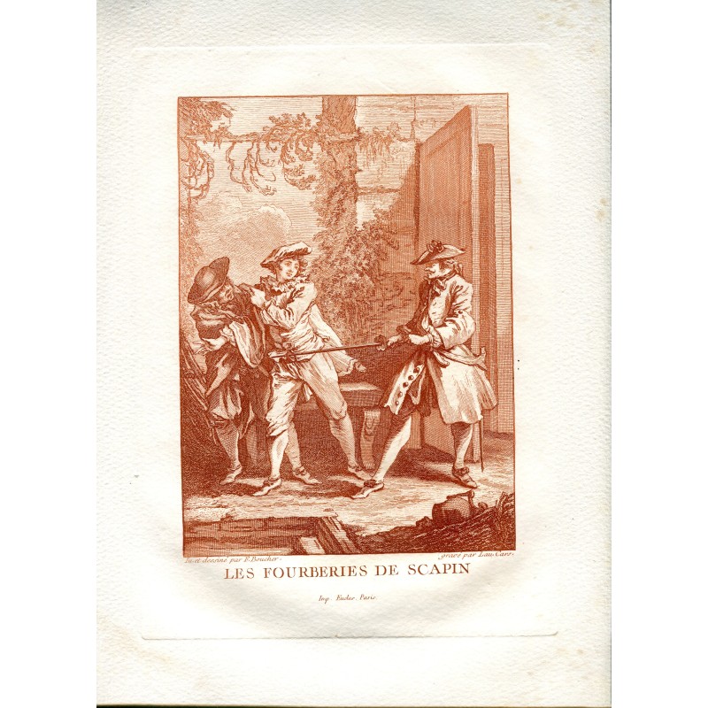 Les Fourberies de Scapin gestochen von Laurent Cars nach einer Zeichnung von Francois Boucher.