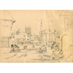Inghilterra. La piazza del mercato, Evesham, Worcestershire, 1828