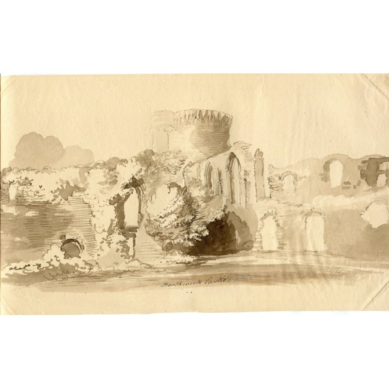 Écosse. Château de Worthwick. Aquarelle du milieu du XIXe siècle représentant le château de Worthwick.