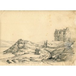 Scozia. Castello di Dundarro vicino a Inverarry. Disegno a matita di metà XIX secolo.
