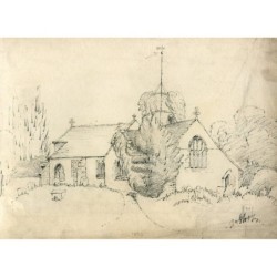 Kirche, Bleistiftzeichnung aus der Mitte des 19. Jahrhunderts, Autor unbekannt.