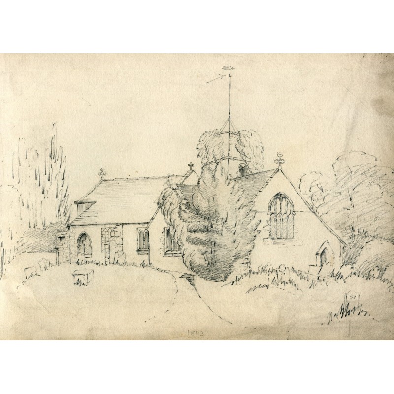 Chiesa, disegno a matita della metà del XIX secolo, autore sconosciuto.