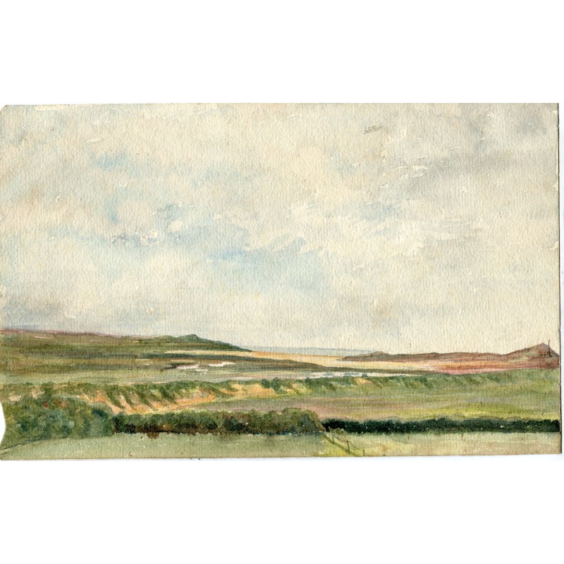 Paysage. Aquarelle anglaise anonyme du XIXe siècle.