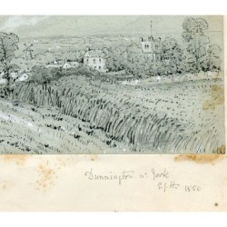Landschaft. Zeichnung der Englischen Schule des 19. Jahrhunderts. Signiert EJ Hill und datiert 1850.
