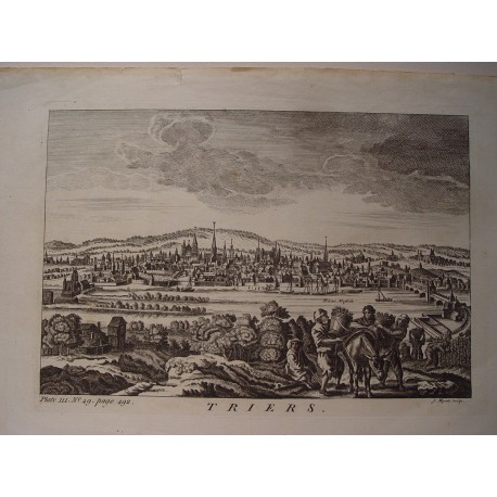 Italia. «Vista general de Trieste» Grabó J. Mynde artista activo en Londres entre 1740-1770.