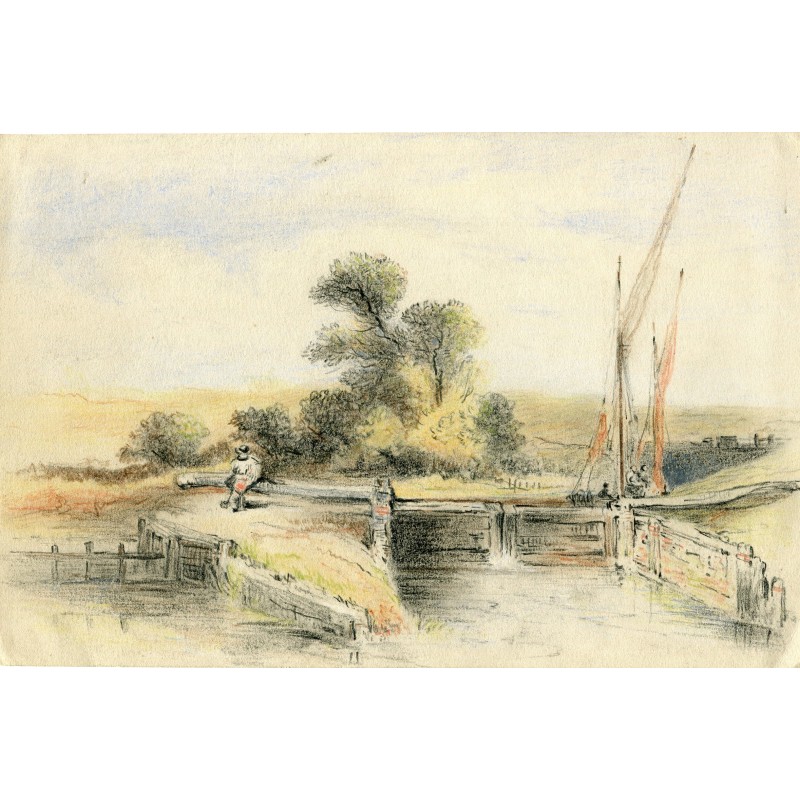 Landscape with a Boat. Watercolor from the 19th-20th century English school.