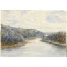 Paysage fluvial. Aquarelle de l'école anglaise du XIXe siècle. Signée et titrée de manière illisible.