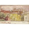 Village. 19th-century English watercolor. Illegible signature.