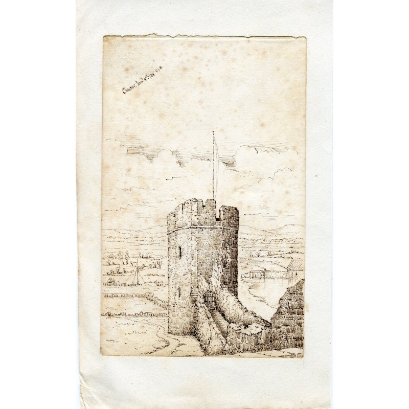 Chester Tower, gezeichnet von GJ Hill, signiert und datiert 1858