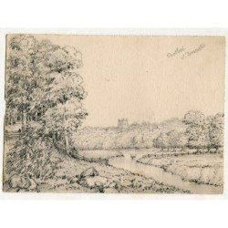 Dessin antique intitulé Sprotbrough près de Doncaster du XIXe siècle
