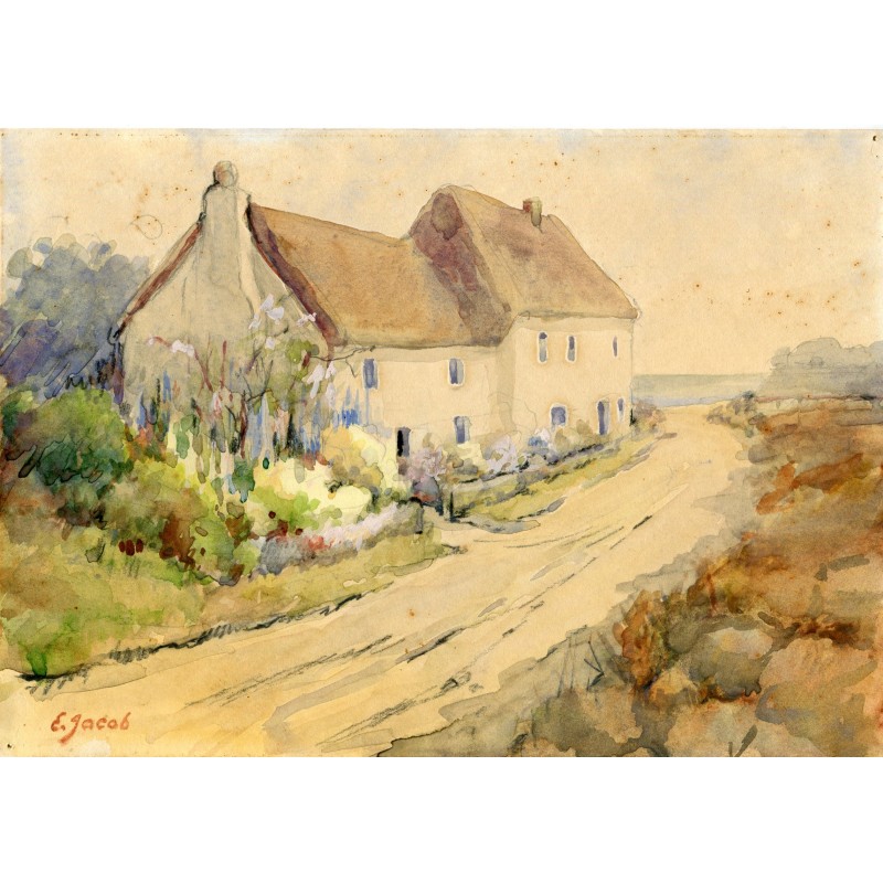 Village. Watercolor from the 19th-20th century English school