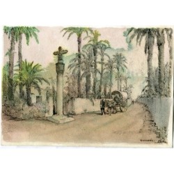 Elche. Palm trees. Watercolor drawing by Eduardo Rodriguez Samper.
