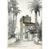 Elche. Palmen. Aquarellzeichnung von Eduardo Rodriguez Samper.