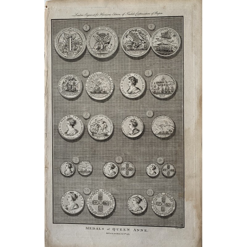 Medals of Queen Anne grabado por Goldar y publicado en 178 7