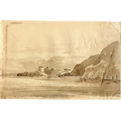 Schottland. Dunstaffnage Castle. Dunstaffnage-Aquarell. Betitelt.