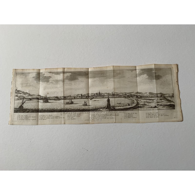 View of Barcelona, Spain - Antique print - Pieter Van der Aa, 1715