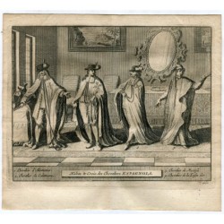 Abitudini e Croix des Chevaliers Espagnols. Incisa da Van der Aa (Alvarez de Colmenar) nel 1715