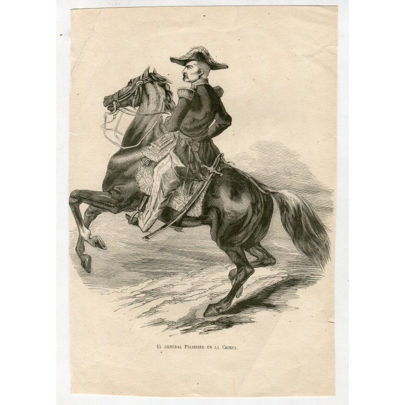 Maréchal Pélissier, duc de Malakoff, en Crimée - Gravure du XIXe siècle
