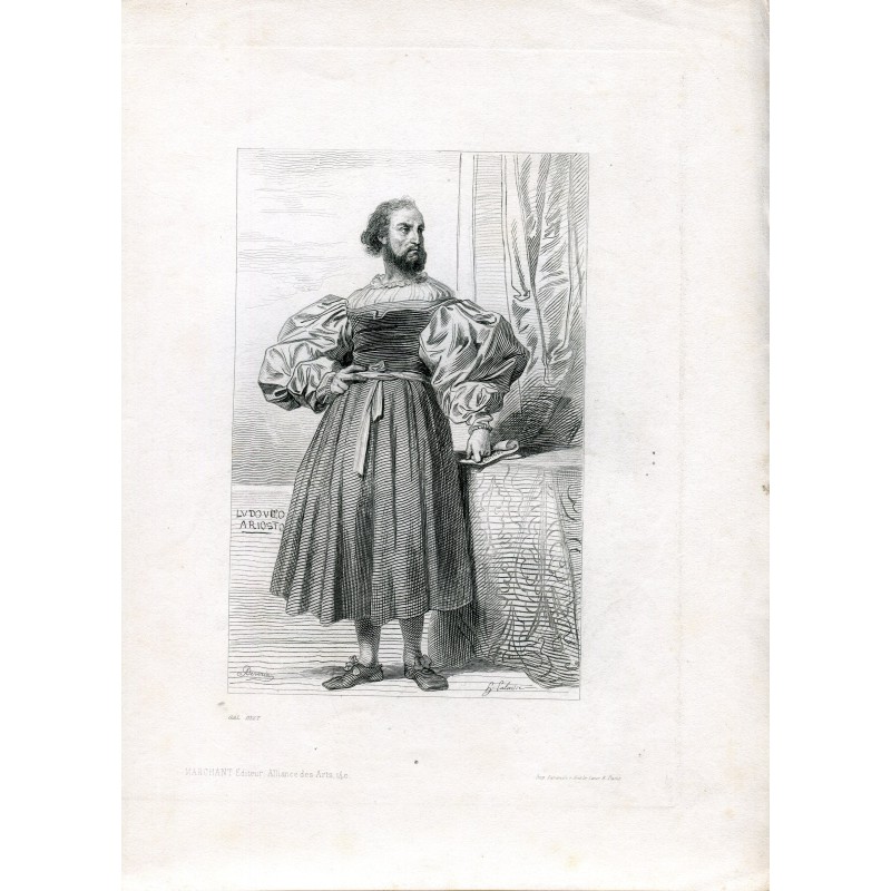 Ludovico Ariosto travesti - Estampe du XIXe siècle