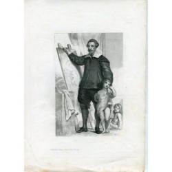 Francesco Albani, Italian painter, engraved by and Roux, copy of a drawing by Achille Deveria,