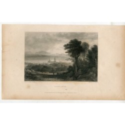 Switzerland. Lausanne. View of the city, Lake Geneva, and the French Alps, 1832.