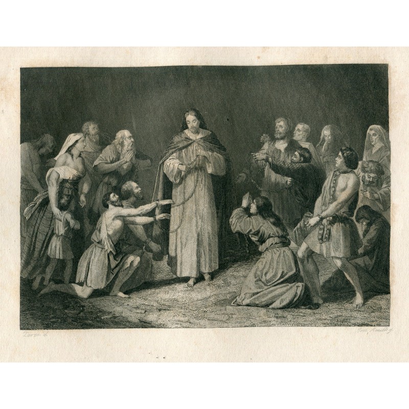 Scène religieuse. Dessiné par Eusebio Zarza, Madrid 1856-81. Gravé par José Amills (actif dans la seconde moitié du XIXe siècle)